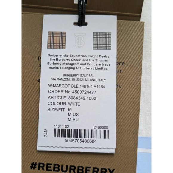 Burberry Women’s Margot Logo Print Short Sleeve Cotton T-shirt White M 8084349 - Picture 7 of 8